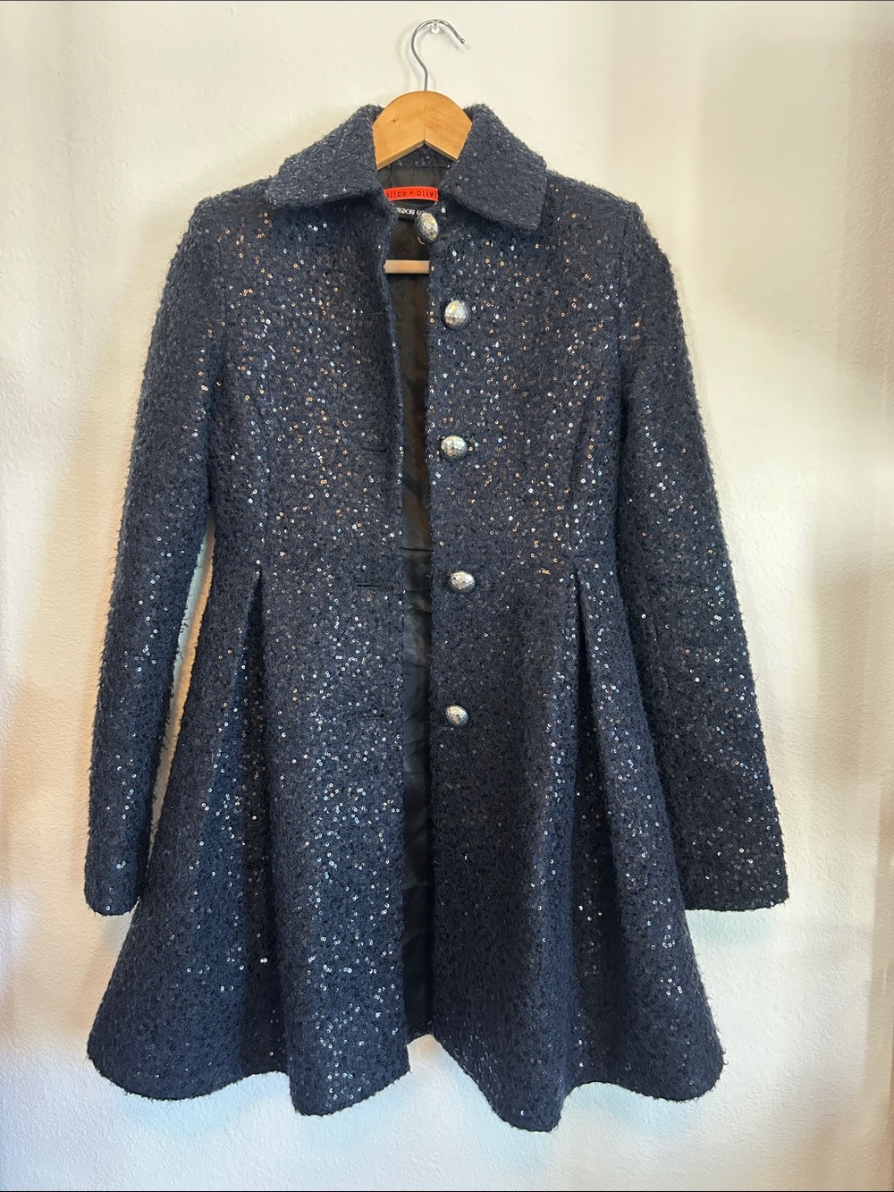 Navy Blue Alice and Olivia sequined coat